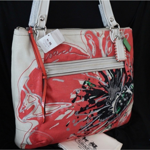 COACH Poppy Multi Floral Embroidery Sequins Glam Shoulder Bag